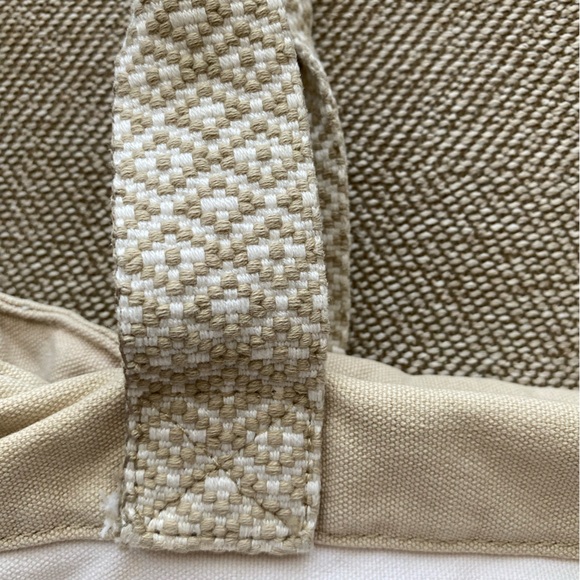 American Eagle Canvas Bag. Woven Cotton Straps. Tan and Cream Color Canvas. EUC. - Picture 5 of 14